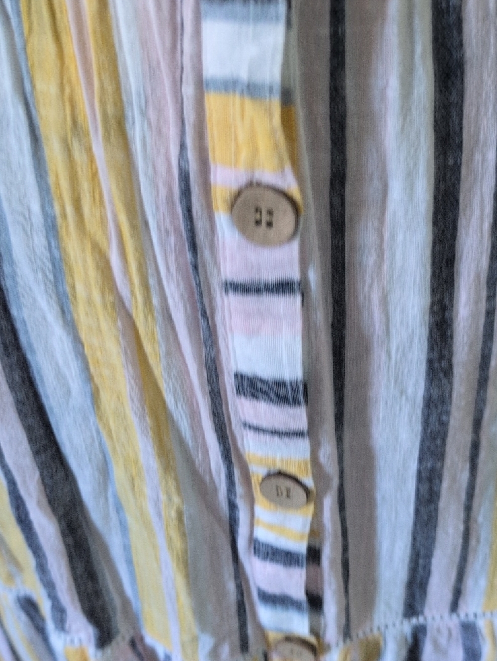 blue island Striped Yellow, Cream & Blue Button-Front Maxi Dress🧚 - Picture 6 of 15